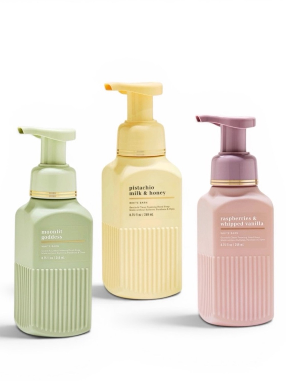 NEW Bath & Body Works 3X LUXE foam Hand Soaps - Moonlit, Pistachio & Raspberries